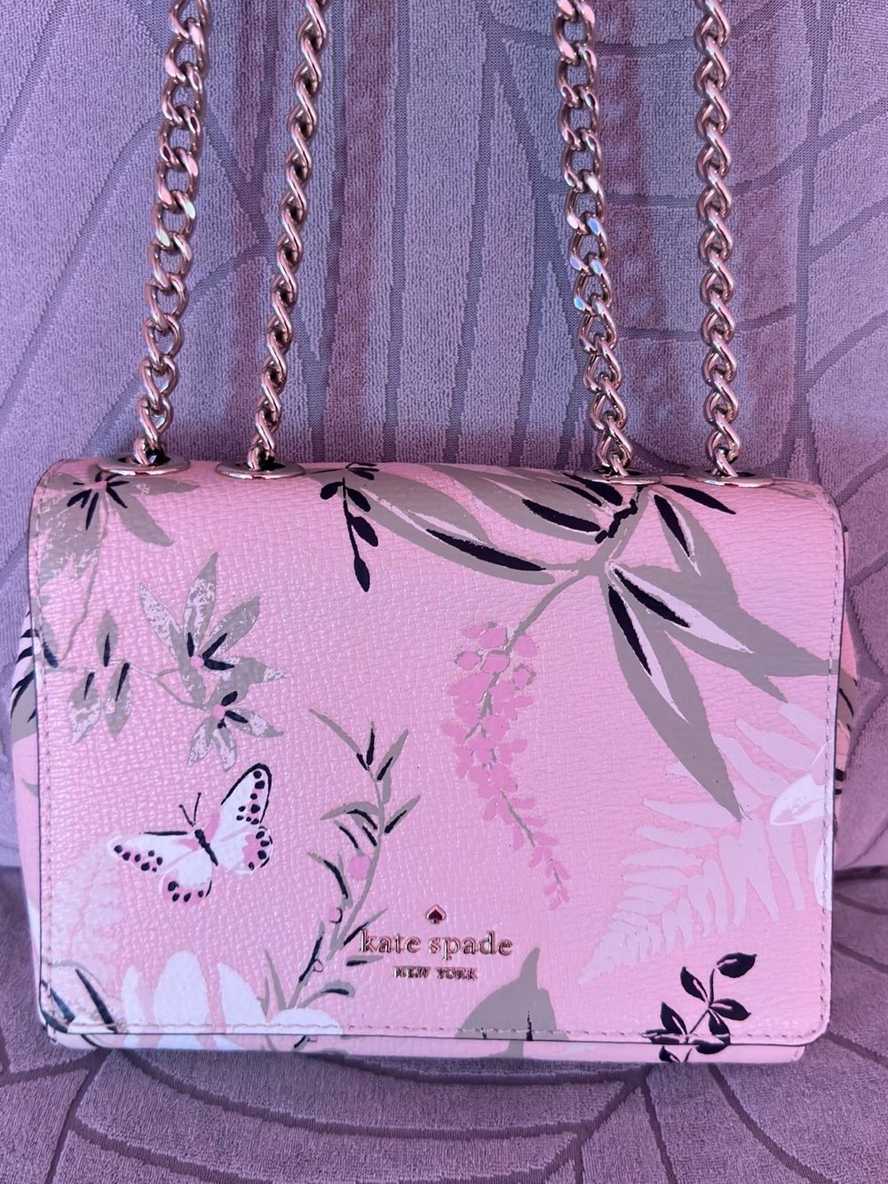 Kate Spade Pink Floral Chain Crossbody Bag